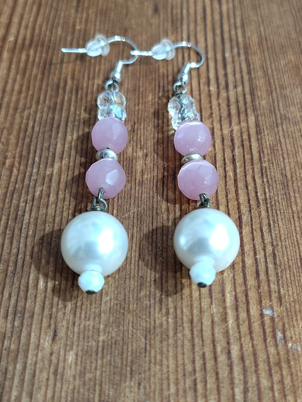 *5 For $20* Pink and Pearl Ladies Dangle Earrings, Handmade Ladies Earrings - Picture 4 of 7